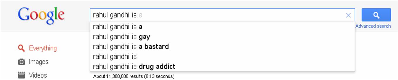 Rahul Gandhi in Google search Rahul Gandhi in Google search
