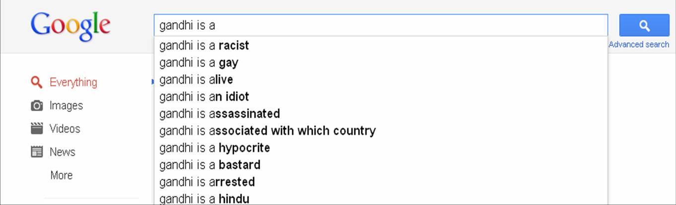Gandhi in Google search Gandhi in Google search